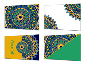 Set of 4 Cutting Boards – 4-piece Cheese Board set; MD02 Mandalas Series:Oriental Mandala doodle