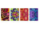 Set of 4 Chopping Boards from Tempered Glass with modern designs; MD01 Ethnic Series:Decorative zentangle