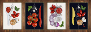Four Kitchen Cutting Boards - 8 x 12 inch Glass Chopping boards; MD08 Full of Color Series:Stages of moonlight