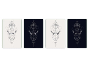 Vier Küchen-Schneidbretter – 20 x 30 cm (8 x 12 Zoll) Glas-Hackbretter; MD08 Full of Color Series: Stages of moonlight