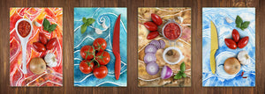 Four Kitchen Cutting Boards - 8 x 12 inch Glass Chopping boards; MD08 Full of Color Series:Four natural elements
