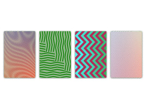 Set von 4 Hackbrettern aus Hartglas mit modernen Designs; MD10 Geometric Art Series: Abstract design