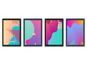 Set von vier dekorativen Schneidbrettern aus Glas – Servierplatten – Käsebretter; MD09 Abstract painting Series: MD08 Full of Color Series: Futuristic design 2