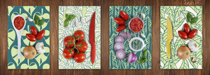 Four Kitchen Cutting Boards - 8 x 12 inch Glass Chopping boards; MD08 Full of Color Series:Exotic leaves