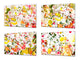 Set von vier dekorativen Schneidbrettern aus Glas – Servierplatten – Käsebretter; MD09 Abstract painting Series: Acrylic Fluid art 1