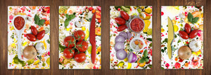 Set von vier dekorativen Schneidbrettern aus Glas – Servierplatten – Käsebretter; MD09 Abstract painting Series: Acrylic Fluid art 1
