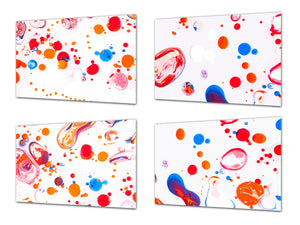 Set of four Decorative Glass Cutting Boards – Serving platters – Cheese Boards MD09 Abstract painting Series:Acrylic Fluid art 2