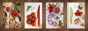 Four Kitchen Cutting Boards - 8 x 12 inch Glass Chopping boards; MD08 Full of Color Series:Marble palm leaves