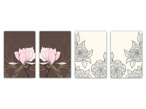 Lot de planches à découper – Lot de quatre planches à découper antidérapantes ; MD06 Série de fleurs:Design floral classique