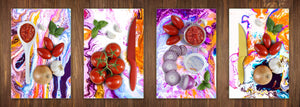 Set von vier dekorativen Schneidbrettern aus Glas – Servierplatten – Käsebretter; MD09 Abstract painting Series: Marble artwork painting