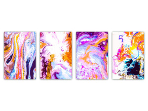 Set of four Decorative Glass Cutting Boards – Serving platters – Cheese Boards MD09 Abstract painting Series:Marble artwork painting
