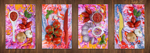 Set da quattro taglieri decorativi in vetro – Piatti da portata – Taglieri da formaggio; MD09 Serie di pittura astratta: Opera in marmo liquido