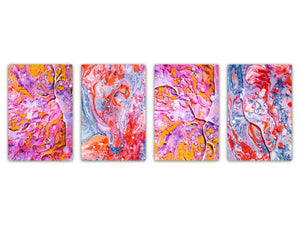 Set von vier dekorativen Schneidbrettern aus Glas – Servierplatten – Käsebretter; MD09 Abstract painting Series: Liquid marble artwork