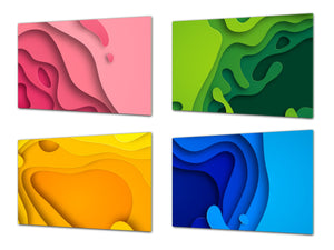 Conjunto de tablas para picar - 4 Tablas de cortar decorativas: Serie de pintura abstracta MD09: Set de corte de papel
