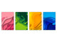 Set von vier dekorativen Schneidbrettern aus Glas – Servierplatten – Käsebretter; MD09 Abstract painting Series: Paper cut set