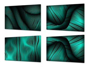 Conjunto de tablas para picar: Serie de arte geométrico MD10: Distorsión de las olas turquesas