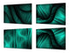 Lot de 4 planches à découper en verre trempé au design moderne ; MD10 Série d'art géométrique:Distorsion des vagues turquoise