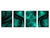 Set von 4 Hackbrettern aus Hartglas mit modernen Designs; MD10 Geometric Art Series: Distortion of Turquoise Waves