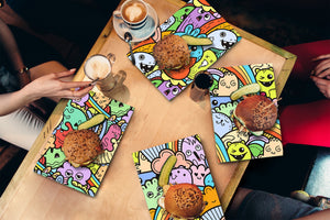 Decorative Cutting Boards – 4 Serving Trays; MD03 Cartoon Series:Doodle monsters 1