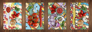 Decorative Cutting Boards – 4 Serving Trays; MD03 Cartoon Series:Funny doodle monsters 1