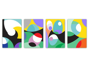 Conjunto de tablas para picar - 4 Tablas de cortar decorativas: Serie de pintura abstracta MD09: Extracto de CurvyTribal