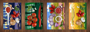Four Kitchen Cutting Boards - 8 x 12 inch Glass Chopping boards; MD08 Full of Color Series:Mobile game Cartoon