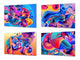 Conjunto de tablas para picar - 4 Tablas de cortar decorativas: Serie de pintura abstracta MD09: Formas abstractas del arte moderno.
