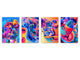 Conjunto de tablas para picar - 4 Tablas de cortar decorativas: Serie de pintura abstracta MD09: Formas abstractas del arte moderno.