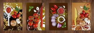 Set of 4 Chopping Boards from Tempered Glass with modern designs; MD01 Ethnic Series:Tree of Life Set