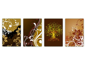 Set von 4 Hackbrettern aus Hartglas mit modernen Designs; MD01 Ethnic Series: Tree of Life Set