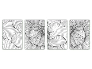 Chopping Board Set – Non-Slip Set of Four Chopping boards; MD06 Flowers Series:Flowers of dahlia