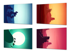 Vier Küchen-Schneidbretter – 20 x 30 cm (8 x 12 Zoll) Glas-Hackbretter; MD08 Full of Color Series: Desert trip