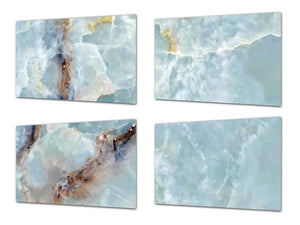 Set of 4 Chopping Boards from Tempered Glass with modern designs; MD10 Geometric Art Series:Luxury liquid marble art 1