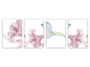 Chopping Board Set – Non-Slip Set of Four Chopping boards; MD06 Flowers Series:Flowers of lily design