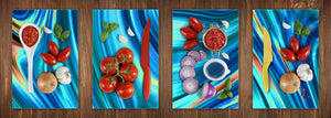 Conjunto de tablas para picar - 4 Tablas de cortar decorativas: Serie de pintura abstracta MD09: Pintura abstracta de mármol