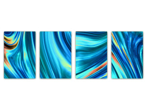 Set von vier dekorativen Schneidbrettern aus Glas – Servierplatten – Käsebretter; MD09 Abstract painting Series: Abstract Marble painting