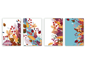 Chopping Board Set – Non-Slip Set of Four Chopping boards; MD06 Flowers Series:Autumn leaves