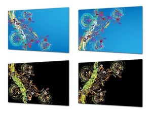 Set di taglieri – Set di quattro taglieri antiscivolo; MD06 Serie di fiori: Grunge floreale