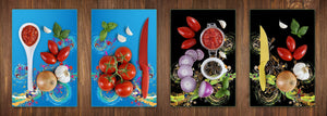 Chopping Board Set – Non-Slip Set of Four Chopping boards; MD06 Flowers Series:Floral Grunge