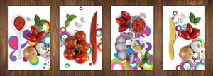 Quatre planches de cuisine – Planches à découper en verre; MD08 Série Pleine de couleur:Points heureux 1