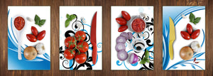 Four Kitchen Cutting Boards - 8 x 12 inch Glass Chopping boards; MD08 Full of Color Series:Blue Kine festival 1
