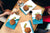 Vier Küchen-Schneidbretter – 20 x 30 cm (8 x 12 Zoll) Glas-Hackbretter; MD08 Full of Color Series: Blue Line Festival 2