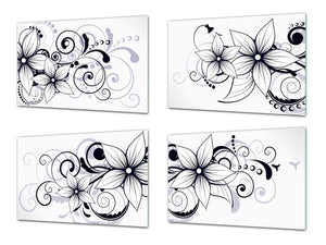 Chopping Board Set – Non-Slip Set of Four Chopping boards; MD06 Flowers Series:Swirls for spring