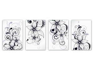 Chopping Board Set – Non-Slip Set of Four Chopping boards; MD06 Flowers Series:Swirls for spring