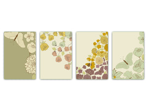 Set di taglieri – Set di quattro taglieri antiscivolo; MD06 Serie di fiori: Farfalla d'epoca