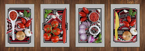 Glass Kitchen Cutting Boards (4-Piece Set) Non-porous glass; MD05 Neon Series:Urban Dissent
