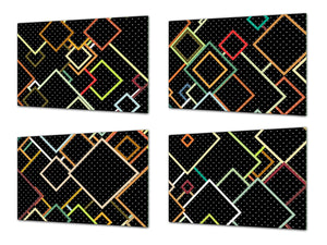 Set von 4 Hackbrettern aus Hartglas mit modernen Designs; MD10 Geometric Art Series: Vector dots