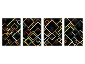 Set di 4 taglieri in vetro temperato dal design moderno; MD10 Serie di arte geometrica: Punti vettoriali