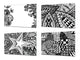 Set von 4 Hackbrettern aus Hartglas mit modernen Designs; MD01 Ethnic Series: Hand drawn zentangle