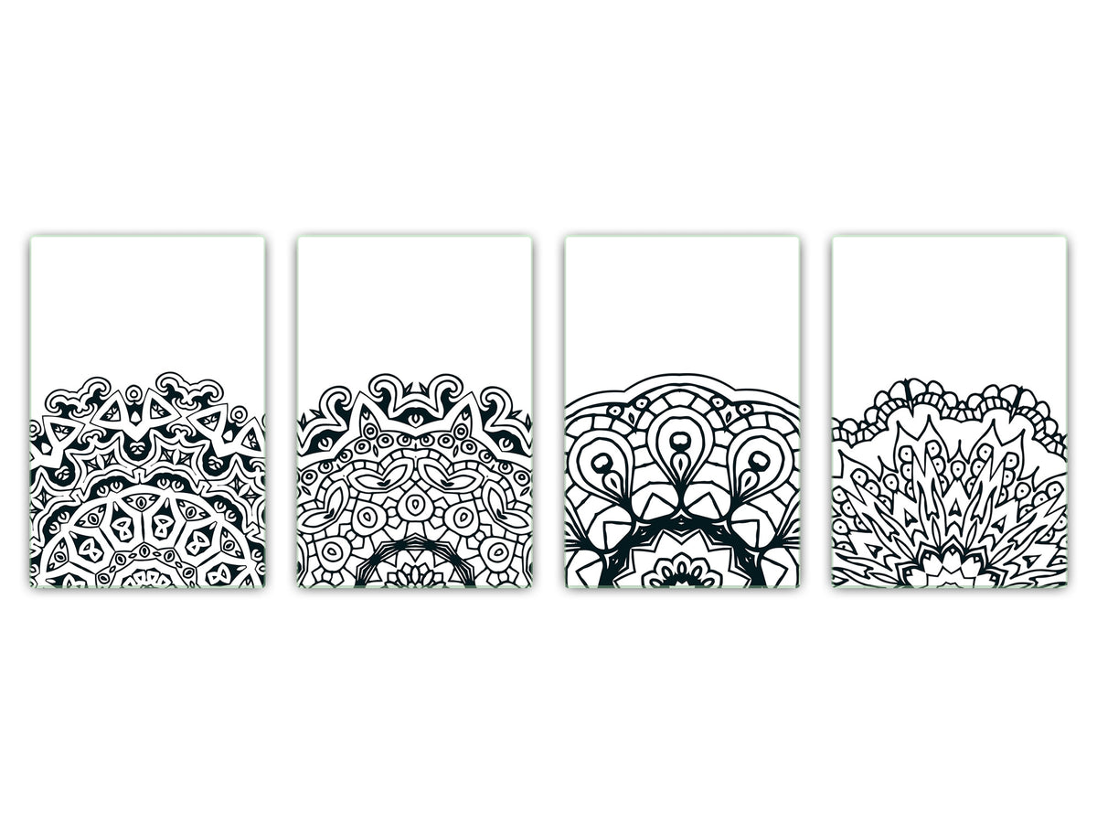 Set di 4 taglieri – Set di 4 taglieri da formaggio; MD02 Serie Mandalas: Mandala vintage nero: